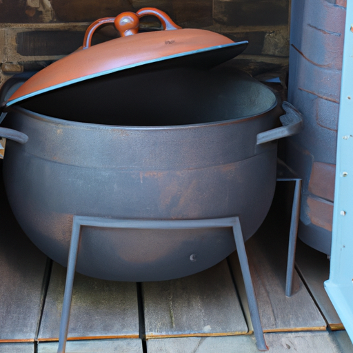 A Dutch oven stored in a cool and dry place, ready for future use.