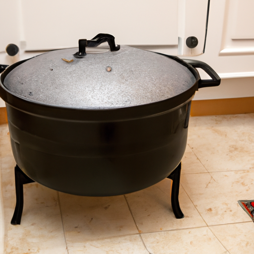 A cast iron dutch oven, the perfect tool for cooking a turkey.